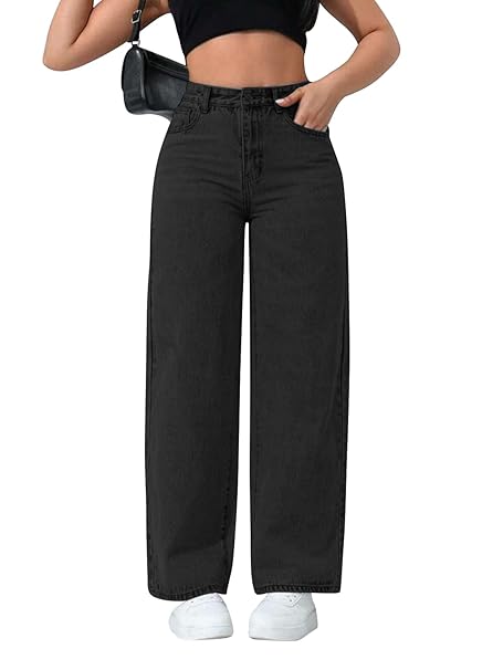 CHKOKKO Women High Rise Denim Solid Regular Fit Jeans