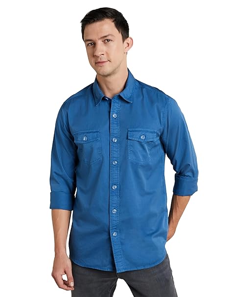 Symbol Premium Men’s Washed Cotton Twill Casual Shirt – Regular Fit | Pure Cotton (Available in Plus Sizes)